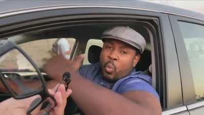 Man blocked by highway protest in Los Angeles has message for all protesters