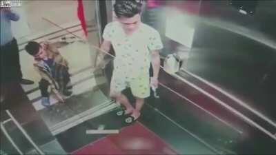 Glass window inside an elevator