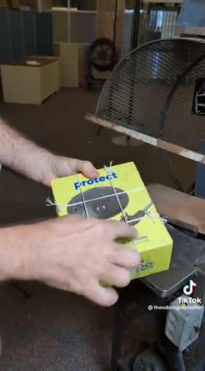 The goove machine, a 1963 package tying machine!