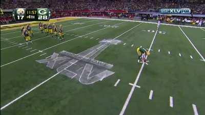Highlight - Greg Jennings catches an 8 yard touchdown from Rodgers for his second touchdown of the game, Super Bowl XLV vs Steelers (02/06/2011)