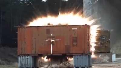 120 mm round taking out a shipping container