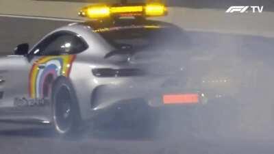 Bernd Maylander drifting the Safety Car at the Bahrain International Circuit