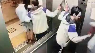 Idiots fight elevator