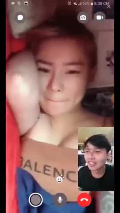 dirty slut girlfriend get fucked while on video call with boyfriend