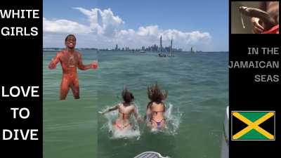 White girls love to dive in Jamaican seas