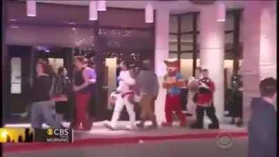 even the reporter couldn't help laughing