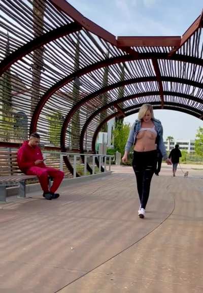 Poor guy was too bust on his phone never looked up, the maintenance guy however got a great view 