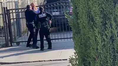 Both angles of LAPD officer striking man repeatedly in Boyle Heights.