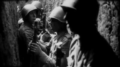 Soviet soldiers sing in the trenches. Summer 1943. Unique footage.