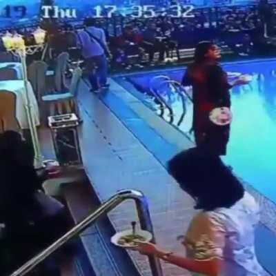 She was doing fine until she looked down