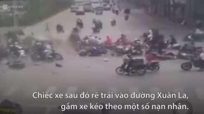 April 5, 2023 - Car plows through motorbikes, injures 20 in Hanoi, Vietnam