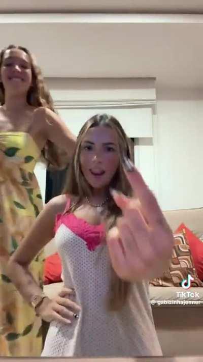 Gabi vibing in pink and white dress (Spam TT)