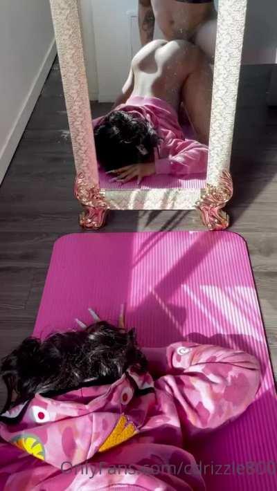 She had her back arched and ready