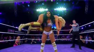 Khloe Hurtz fireman carries The Lioness (Nikkita Lyons)