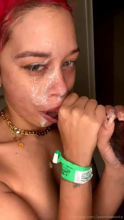 With sloppy top like that! It’s only right she gets a big facial