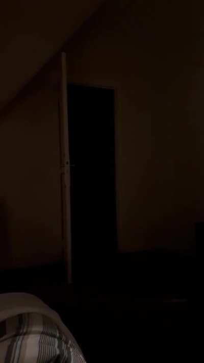 Footsteps and the door open