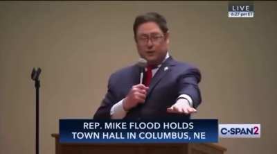 Mike Flood - “So your proposal to solve the debt is tax the rich?” *Crowd cheers wildly*