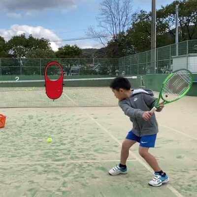 7 year old backhand practice