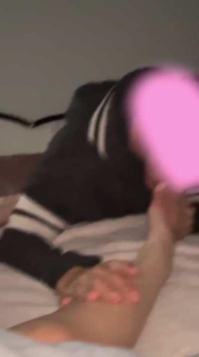 I finally let my boyfriend kiss my feet while I kissed my bull, right where he belongs🥰 We teased him a little bit and made love to each other while he made love to my feet like a good cuck