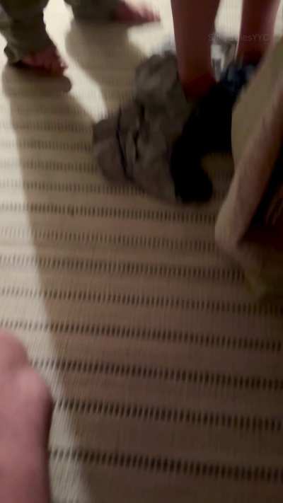 My Wife takes her bull’s cock as I kneel on the floor beneath them, trapped in my chastity cage and allowed nothing but frustration