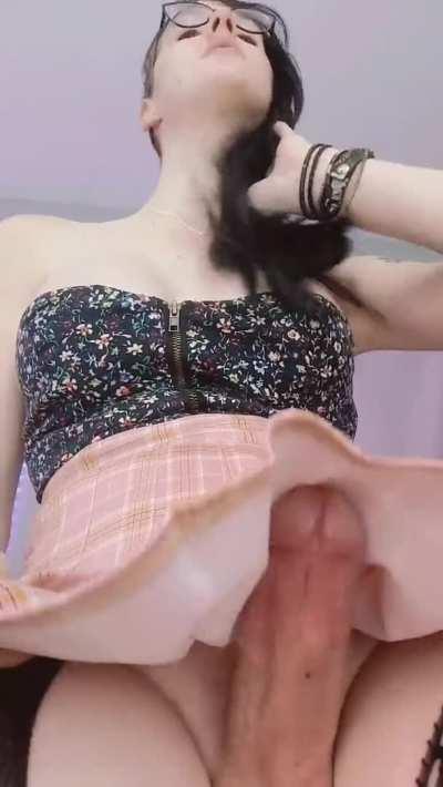 You've been messaging nonstop on tinder, asking what's under my skirt. Time to find out...