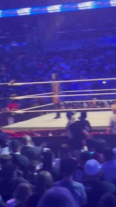 Sasha Banks and Toni Storm post-match