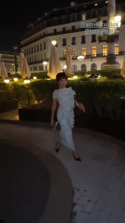 Blue dress at Paris Fashion Week 2025 - IG Story 9/28/25