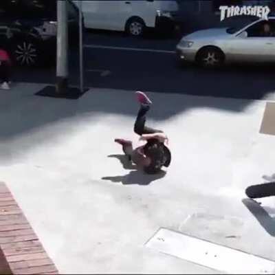 Jumping over the road with a skate