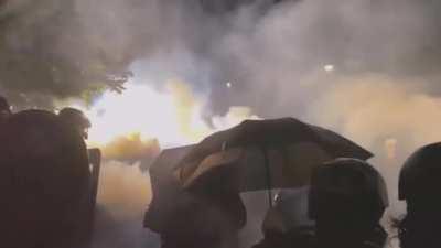 Portland PD declare a riot and smash through weak antifa shield wall - day 80