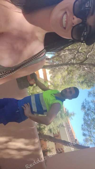 Brunette Exposed Flashing Hotwife Public Pussy Pussy Lips See Through Clothing Stranger