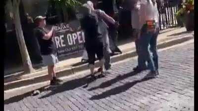 Badass woman punches a nazi in the face