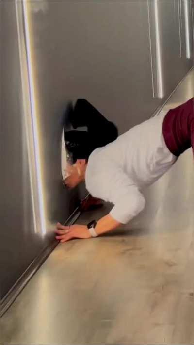 wcgw backflipping in a narrow hallway