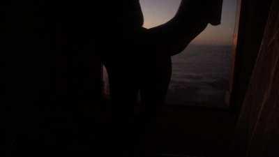 Steamy shower during sunset