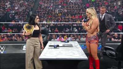 The contract signing for their match at Crown Jewel between Tiffany & Stephanie Vaquer ends foiling an attack by Kiana James & Giulia, leading a tag match next week! (SD - 10/3/25)