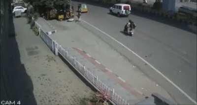 Car flys off highway