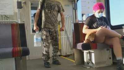 Crazy guy on the E line, was like this the whole time