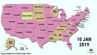 [OC] Trending Google Searches by State Between 2018 and 2020