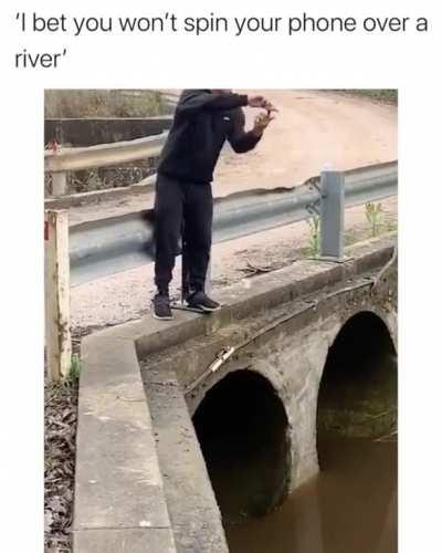 Spinning your phone over a river
