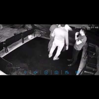 1 vs 2. Brutal beating outside a bas in Russia.