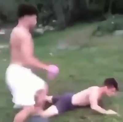 Homie gets knocked out between 3 and 6 times before he even hits the ground