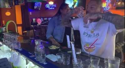 Restaurant owner challenges this dude to take 40 shots of tequila for a $1000