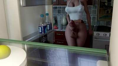 Mom refills protein shake (Lition3D)
