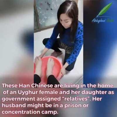 Uyghur women being forced to serve Han Chinese