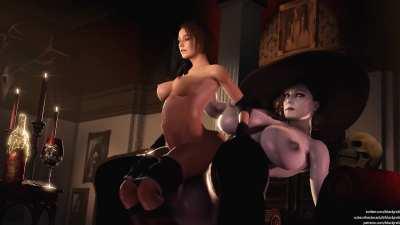 Futa Lady Dimitrescu cum inflate Jill Valentine (Blackjr) [Resident Evil]