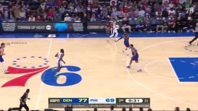 [Highlight] Joel Embiid intercepts a Nikola Jokic pass and James Harden goes solo for a layup over Jamal Murray