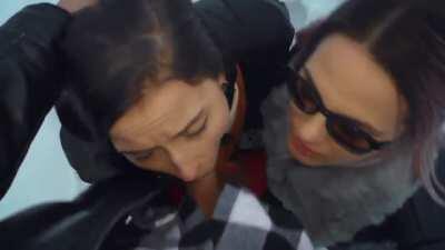 It's never to cold for the girls to share a cum shot! Happy winter!