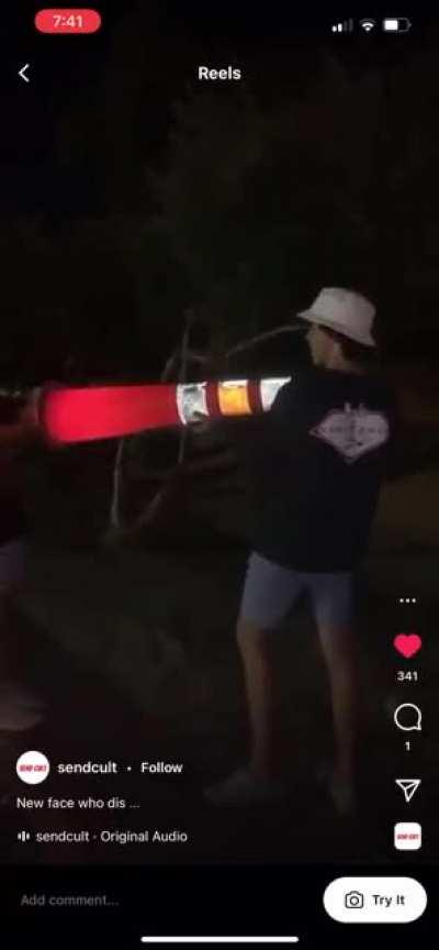 old mate blows a homemade firework up in his face