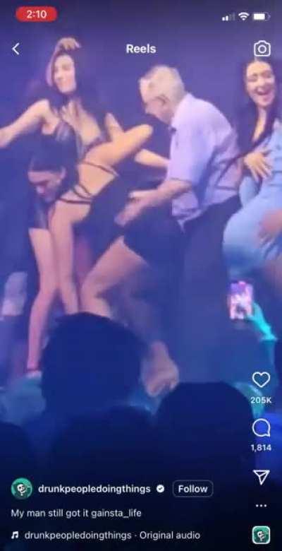 My great uncle (at Spire Nightclub in Houston) on stage dancing.