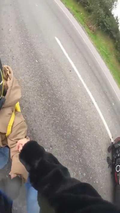 Idiot on Motorbike Crosses into the Middle of the Road 