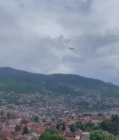 B-1B indulging in a bit of tomfoolery over Sarajevo